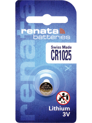 Renata - CR1025.SC - Button cell battery,  Lithium, 3 V, 30 mAh, CR1025.SC, Renata