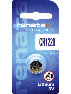 Renata - CR1220 MFR.SC - Button cell battery,  Lithium, 3 V, 40 mAh, CR1220 MFR.SC, Renata