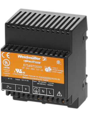 Weidmller - CP SNT 48W 12V 4A - Switched-mode power supply 12 VDC / 4 A, CP SNT 48W 12V 4A, Weidmller