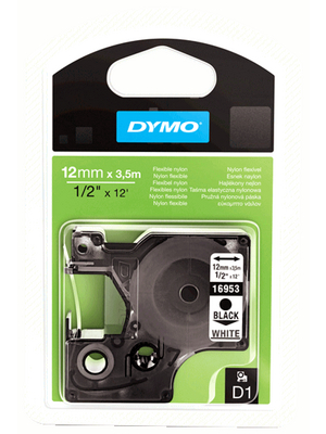 Dymo - S0718040 - D1 Nylon tape 12 mm black on white, S0718040, Dymo