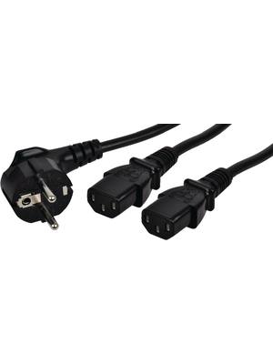 Maxxtro - PB-409-06-S - Mains Cable Type F (CEE 7/4) 2x IEC-320-C13 1.80 m, PB-409-06-S, Maxxtro