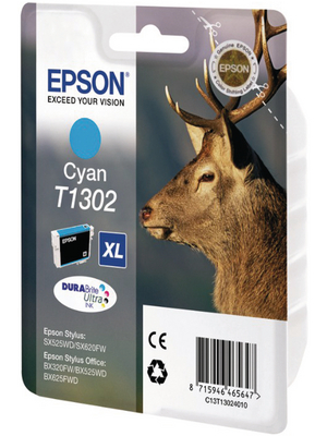 Epson - C13T13024010 - Ink T1302 Cyan, C13T13024010, Epson