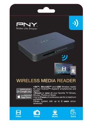 PNY - P-R2000-1AMKK01-RB - Wireless Media Reader, P-R2000-1AMKK01-RB, PNY
