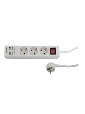 Maxxtro - KF-B-03KFU - Power strip + USB, 1 Switch / USB Charging, 3xF (CEE 7/3), 1.4 m, F (CEE 7/4), KF-B-03KFU, Maxxtro