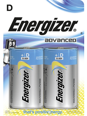 Energizer - ENR ADV E95 BP 2 - Primary battery 1.5 V LR20/D Pack of 2 pieces, ENR ADV E95 BP 2, Energizer