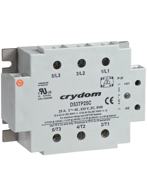 Crydom - D53TP25C - Solid state relay, three phase 4...32 VDC, D53TP25C, Crydom