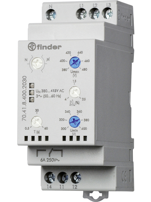 Finder - 70.41.8.400.2030 - Voltage monitoring relay, 6 A  @ 250 VAC, 70.41.8.400.2030, Finder