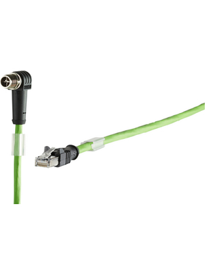 Metz Connect - 142M2X95010 - Ethernet cable assembly, M12 90, PUR, green, 142M2X95010, Metz Connect