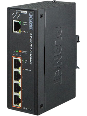 Planet - IPOE-E174 - PoE Ethernet Extender, RJ45 10/100/1000-4x RJ45 10/100/1000, IPOE-E174, Planet