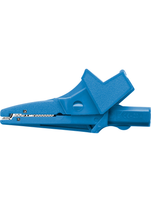 Schtzinger - SAK 6674 Ni / BL - Safety crocodile clip ? 4 mm blue 1000 V, 20 A, CAT III, SAK 6674 Ni / BL, Schtzinger