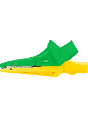 Schützinger - SAK 6674 NI / GNGE - Safety crocodile clip ? 4 mm yellow/green 1000 V, 20 A, CAT III, SAK 6674 NI / GNGE, Schützinger