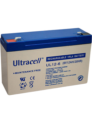 Ultracell - UL12-6 - Lead-acid battery 6 V 12 Ah, UL12-6, Ultracell