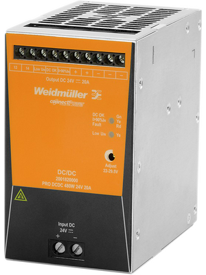 Weidmller - PRO DCDC 480W 24V 20A - DC/DC converter 24 VDC, PRO DCDC 480W 24V 20A, Weidmller
