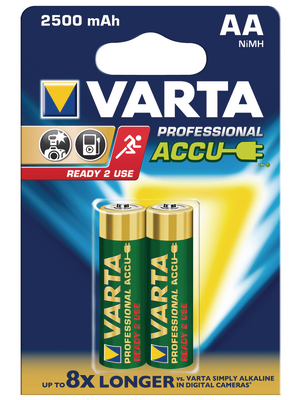 VARTA - 05716101402 - NiMH rechargeable battery HR6 / AA 1.2 V 2500 mAh PU=Pack of 2 pieces, 05716101402, VARTA