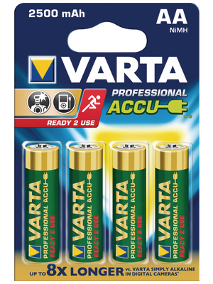 VARTA - 05716101404 - NiMH rechargeable battery HR6 / AA 1.2 V 2500 mAh PU=Pack of 4 pieces, 05716101404, VARTA