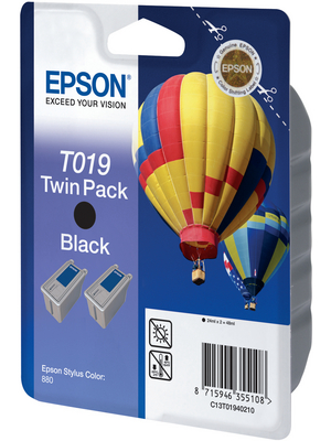 Epson - T019402 - Ink twin pack T019 black, T019402, Epson