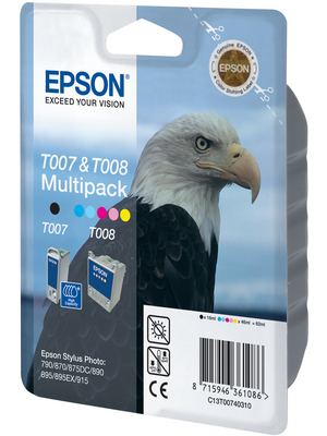 Epson - T007401BA - Ink T007 T008 black / multicoloured, T007401BA, Epson