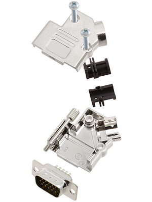 Encitech Connectors - D45PK-M-09-HDP15-K - D-Sub HD connector kit 15P, D45PK-M-09-HDP15-K, Encitech Connectors