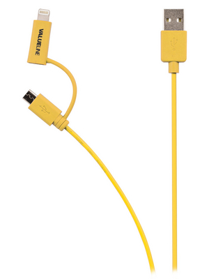 Valueline - VLMP39400Y1.00 - 2-in-1 USB 2.0 cable 1.00 m yellow, VLMP39400Y1.00, Valueline
