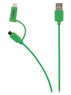Valueline - VLMP39400G1.00 - 2-in-1 USB 2.0 cable 1.00 m green, VLMP39400G1.00, Valueline