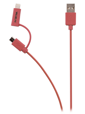 Valueline - VLMP39400R1.00 - 2-in-1 USB 2.0 cable 1.00 m red, VLMP39400R1.00, Valueline