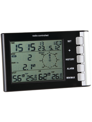 Velleman - WS1060 - Weather station with DCF clock and wireless external sensors, WS1060, Velleman