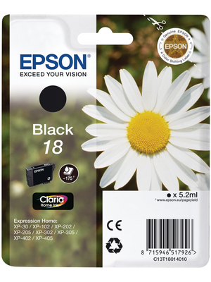 Epson - T18014010 - Ink 18 black, T18014010, Epson