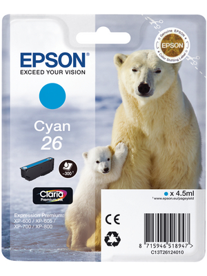 Epson - T26124010 - Ink 26 Cyan, T26124010, Epson