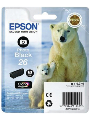 Epson - T26314010 - Ink 26 photo black, T26314010, Epson