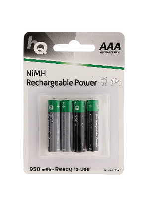 HQ - HQHR03-950/4B - NiMH rechargeable battery 1.2 V 950 mAh PU=Pack of 4 pieces, HQHR03-950/4B, HQ