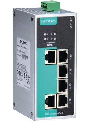 Moxa - EDS-P206A-4POE - Switch 6x 10/100 (4x PoE), EDS-P206A-4POE, Moxa