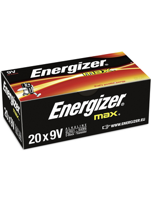 Energizer - ENR MAX 522 DP 20 - Primary battery 9 V 6LR61/9V Pack of 20 pieces, ENR MAX 522 DP 20, Energizer