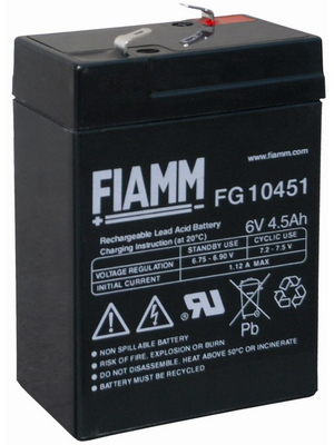 Fiamm - FG10451 - Lead-acid battery 6 V 4.5 Ah, FG10451, Fiamm