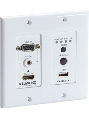 Black Box - VX-1002-TX - HDMI Wall plate Trasmitter, 100 m, 4K / HDMI / VGA / HDBaseT / USB, VX-1002-TX, Black Box