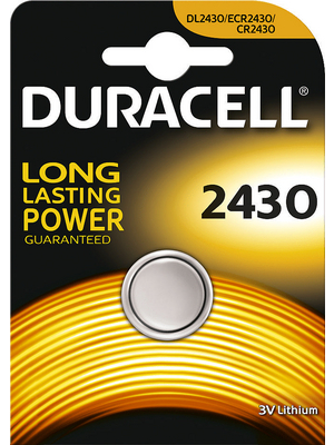 Duracell - DL 2430 - Button cell battery,  Lithium, 3 V, 256 mAh, DL 2430, Duracell