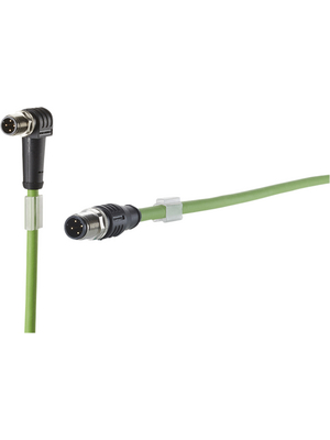 Metz Connect - 142M1D19010 - Ethernet cable assembly, M12 90, PUR, green, 142M1D19010, Metz Connect