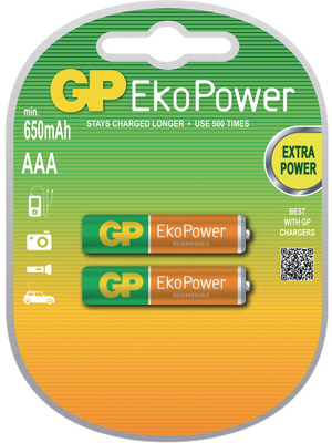 GP Batteries - GP EKOPOWER 65AAAHCE/2UC2 - NiMH rechargeable battery 1.2 V 600 mAh, GP EKOPOWER 65AAAHCE/2UC2, GP Batteries