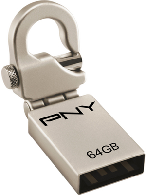 PNY - P-FDI64G/APPHK-GE - USB Stick Micro Hook Attach 64 GB silver, P-FDI64G/APPHK-GE, PNY