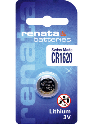 Renata - CR1620.SC - Button cell battery,  Lithium, 3 V, 68 mAh, CR1620.SC, Renata