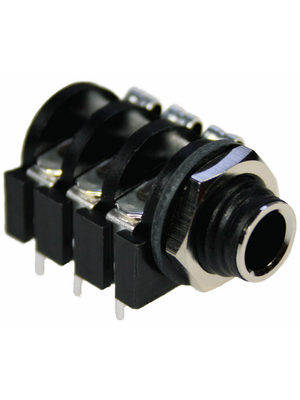 Amphenol - ACJS-MH - Jack socket panel-mount, 6.35 mm black 3P, ACJS-MH, Amphenol