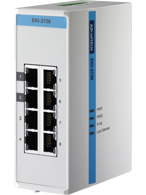Advantech - EKI-3728 - 8-port gigabit Ethernet switch 8x 10/100/1000 RJ45, EKI-3728, Advantech