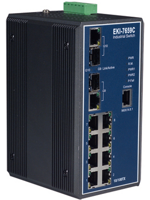 Advantech - EKI-7659C - 8+2G port managed ethernet switch 8x 10/100 RJ45 / 2x 10/100/1000 RJ45/SFF (Mini-GBIC) Combo, EKI-7659C, Advantech