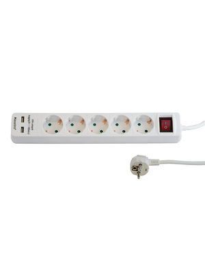 Maxxtro - KF-B-05KFU - Power strip + USB, 1 Switch / USB Charging, 5xF (CEE 7/3), 1.4 m, F (CEE 7/4), KF-B-05KFU, Maxxtro