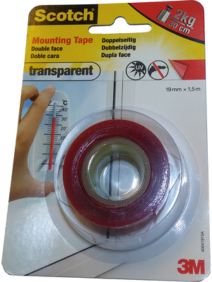 3M - 40041915A - Mounting tape transparent 19 mm x 1.5 m, 40041915A, 3M