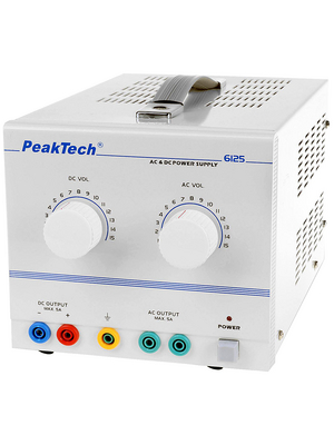 PeakTech - PeakTech 6125 - AC Source and DC Power Supply 2 Ch. 15 VDC 5 A / 15 VAC 5 A, PeakTech 6125, PeakTech