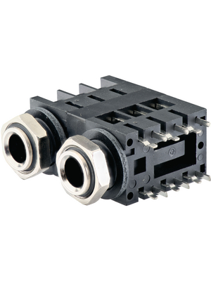 Amphenol - ACJS-MHD - Jack socket panel-mount, 2 x 6.35 mm black 3P, ACJS-MHD, Amphenol