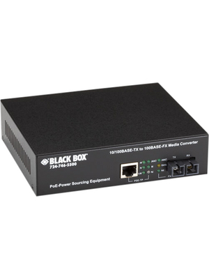Black Box - LPM602A - PoE PSE Media Converter, 1x RJ-45-SC, LPM602A, Black Box
