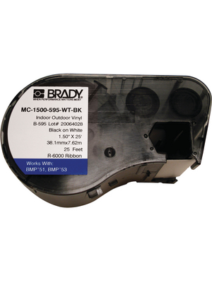 Brady - M-117-499 - Nylon Cloth Labels Nylon 12.7 mm x 25.4 mm 240 p. black on white, M-117-499, Brady