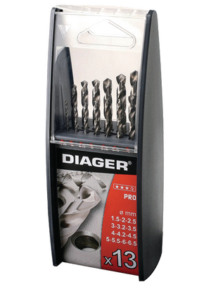 Diager - 719C - Metal drills HSS G with straight shank, 13 pieces, 719C, Diager