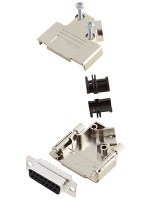 Encitech Connectors - D45PK-M-15-DMS-K - D-Sub socket kit 15P, D45PK-M-15-DMS-K, Encitech Connectors